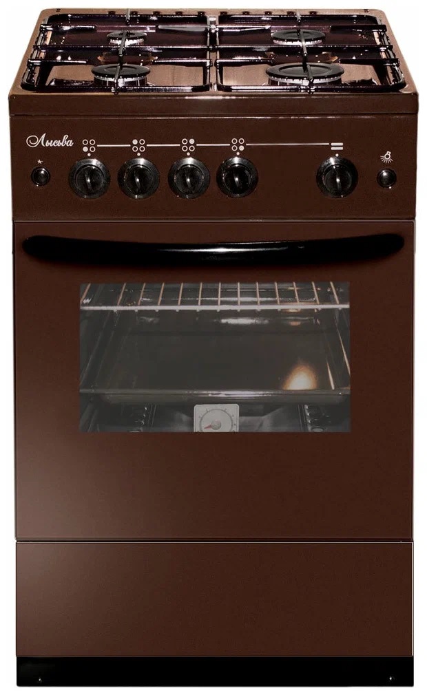 Плита газовая ЛЫСЬВА ГП 400 М2С-2у коричневая, без крышки